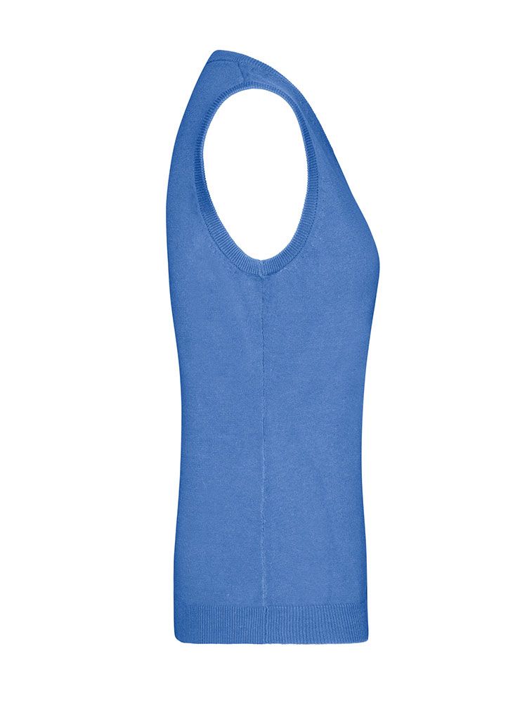 Blauer Pullunder für Damen aus feiner Baumwolle mit V-Ausschnitt und taillierter Passform – ideal für Business und Freizeit