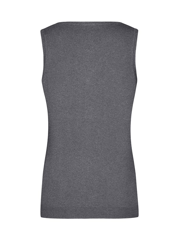 Stickpullunder Damen in Grau – Eleganter V-Ausschnitt, taillierte Passform und feine Strickqualität, ideal für Business & Freizeit. Perfekt für Bestickung mit Logo