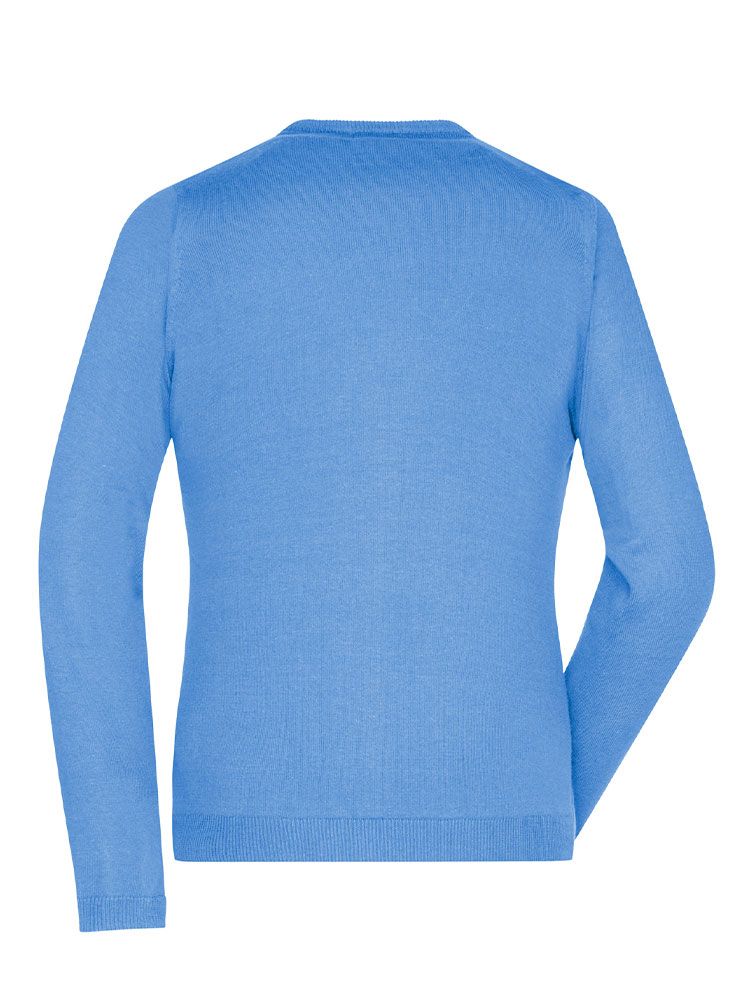 Blaue Strickjacke für Damen aus 100 % Baumwolle mit V-Ausschnitt und taillierter Passform