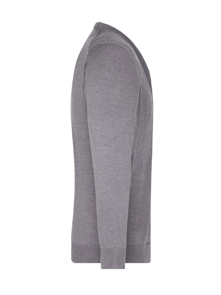 Strickcardigan Herren in Grau mit V-Ausschnitt und Rippbündchen