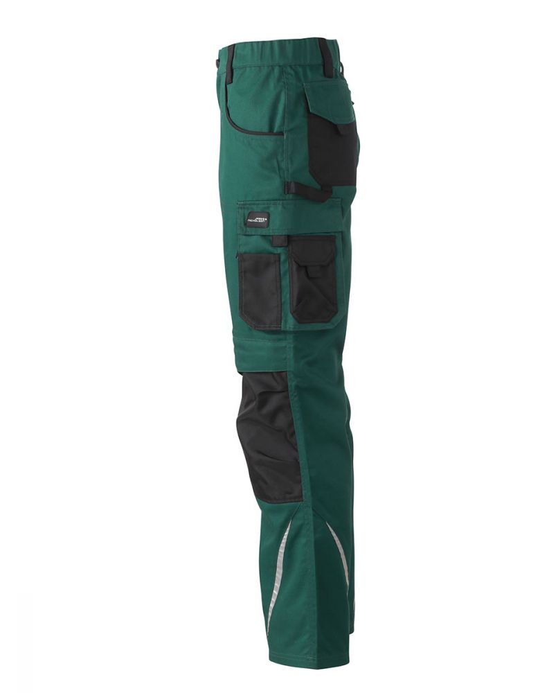 Grüne Arbeitshose für Handwerker – robuste Workwear mit CORDURA®-Knieverstärkung, dehnbarem Bund und praktischen Taschen
