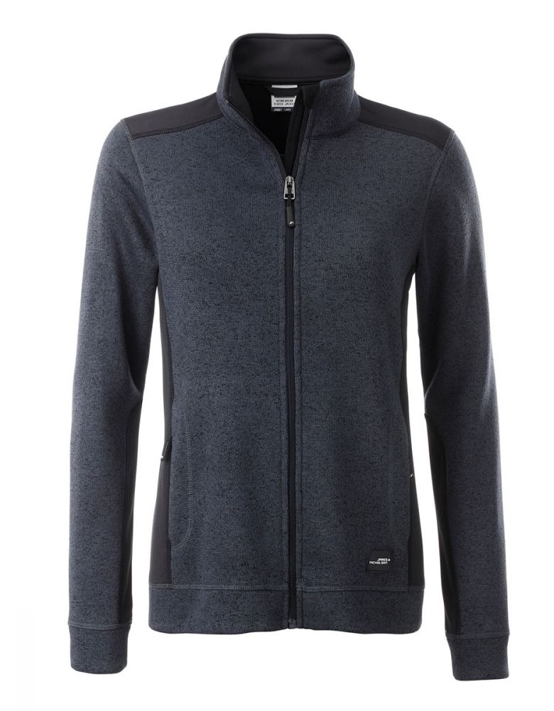 Fleecejacke Grau Damen – warme, taillierte Damenjacke mit Strickoptik und Softshell-Einsätzen