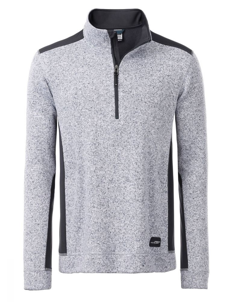 Herren Fleece Arbeitspullover in Weiß-Grau