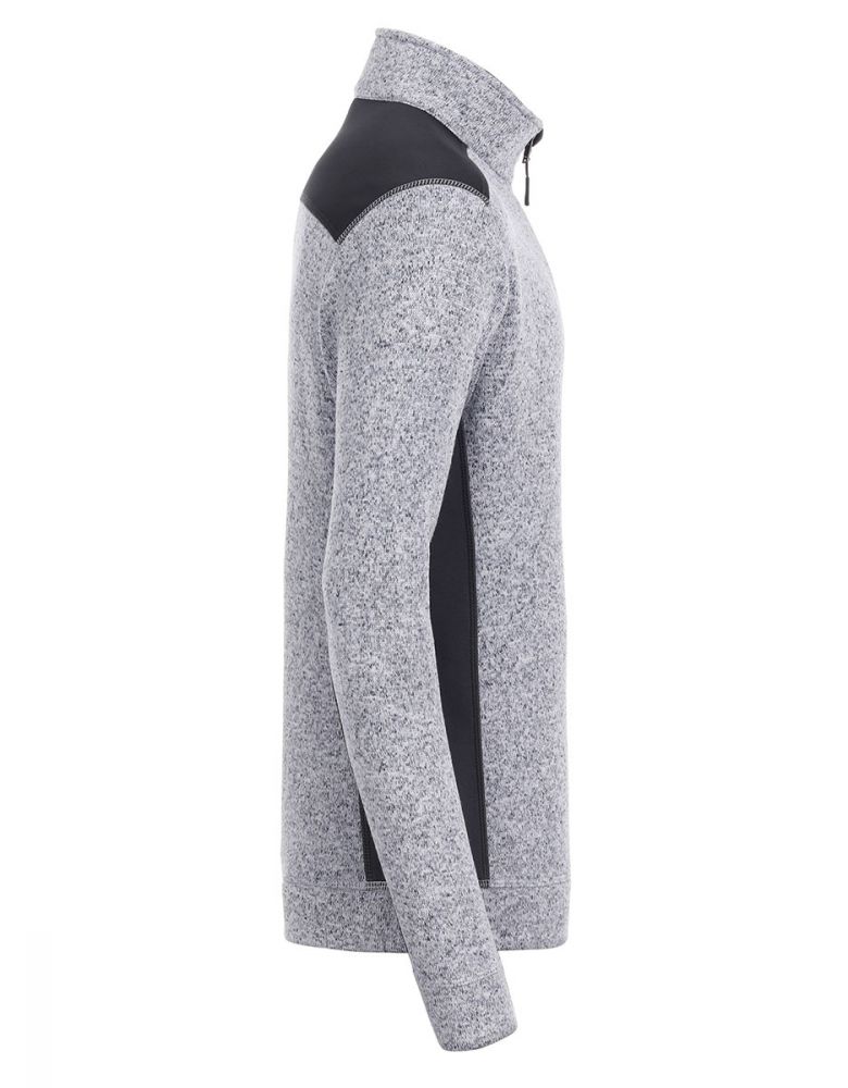 Herren Fleece Arbeitspullover in Weiß-Grau