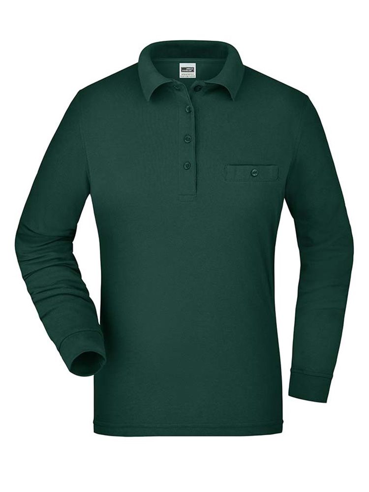 Ladies Workwear Polo Shirt Pocket Longsleeve Essential