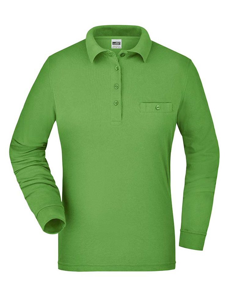 Ladies Workwear Polo Shirt Pocket Longsleeve Essential