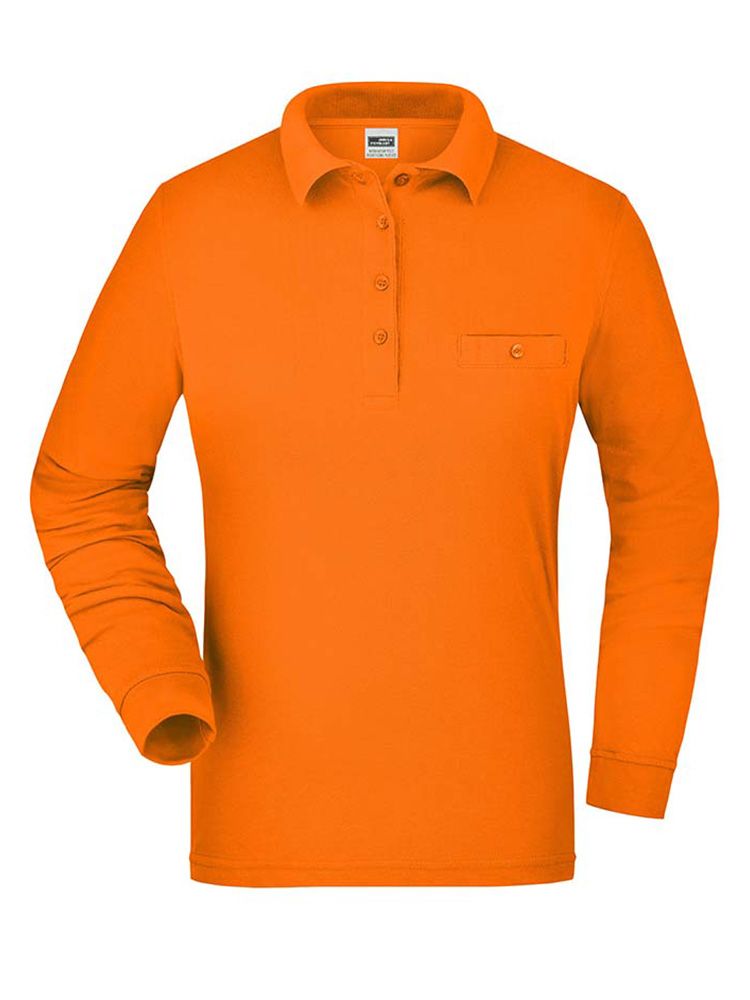 Ladies Workwear Polo Shirt Pocket Longsleeve Essential
