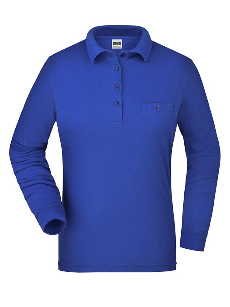 Ladies Workwear Polo Shirt Pocket Longsleeve Essential