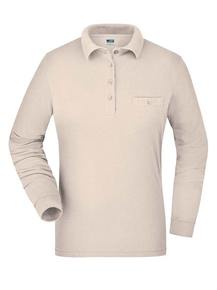 Ladies Workwear Polo Shirt Pocket Longsleeve Essential