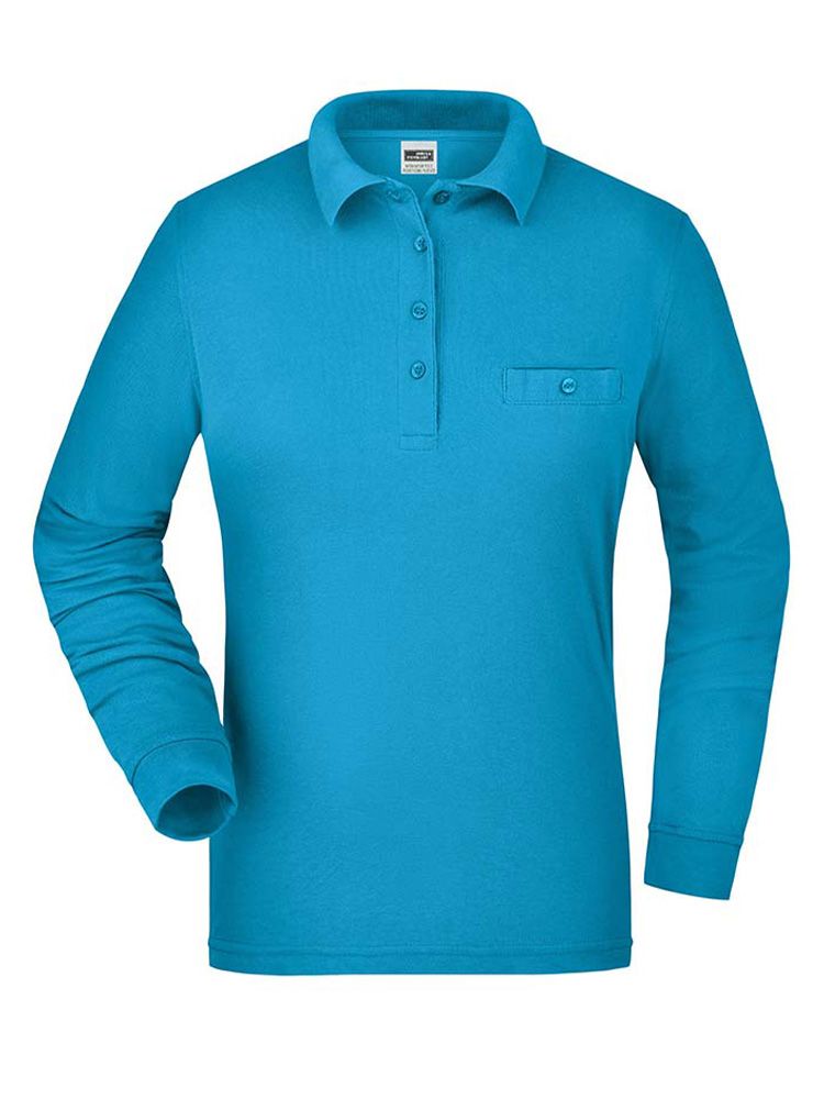 Ladies Workwear Polo Shirt Pocket Longsleeve Essential