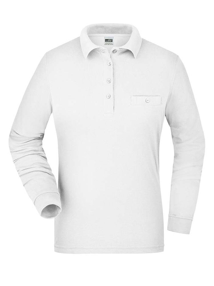 Ladies Workwear Polo Shirt Pocket Longsleeve Essential