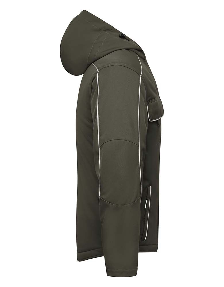 Gefütterte Arbeitsjacke Unisex mit Kapuze aus Softshell für kalte Tage – ideal für Bau, Lager oder Außendienst