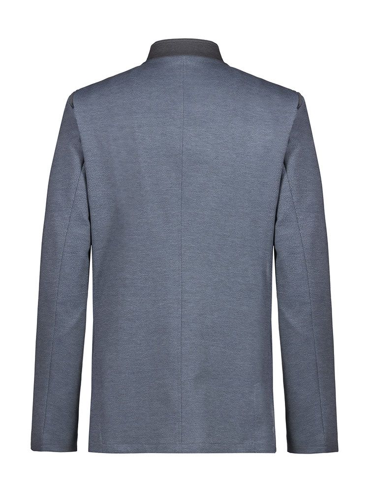 Trachten Sakko Herren in Blaugrau mit Stehkragen und 5-Knopf-Verschluss