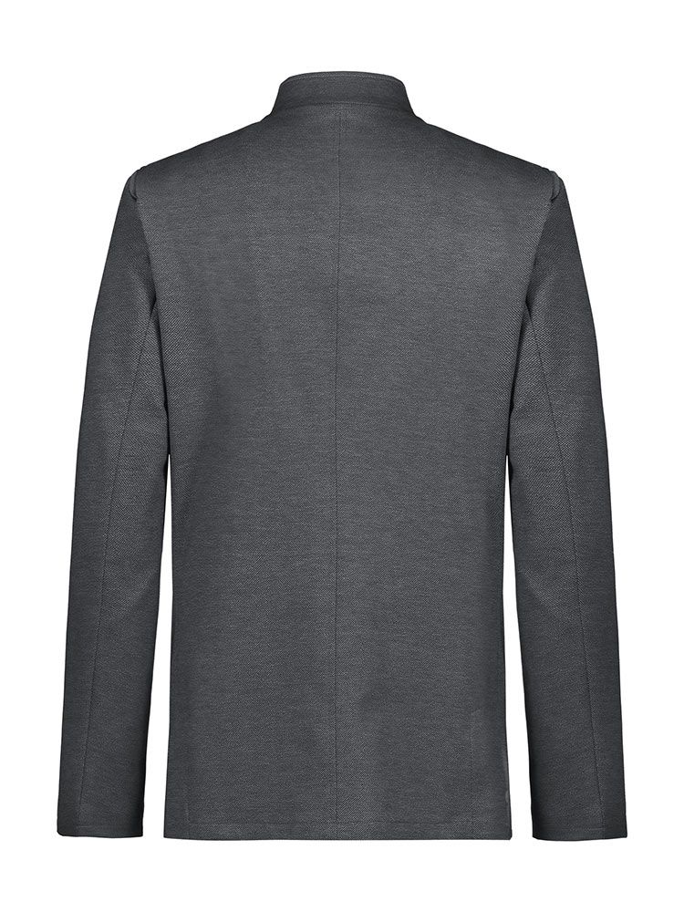 Graues Trachten Sakko Herren mit Stehkragen und 5-Knopf-Verschluss im Landhausstil des Jankers