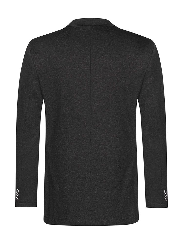 Herren Jersey Sakko Dunkelgrau – Regular Fit, elegantes Sakko aus elastischem Jersey-Gewebe, Zwei-Knopf-Verschluss, aufgesetzte Taschen und Seitenschlitze, ideal für Business, Büro, Verkauf und Gastronomie