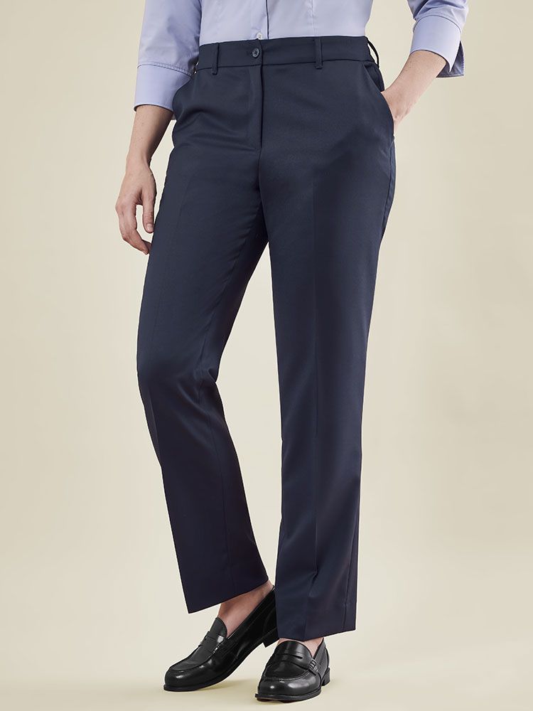 Business Hose Damen Dunkelblau Regular Fit mit hoher Leibhöhe