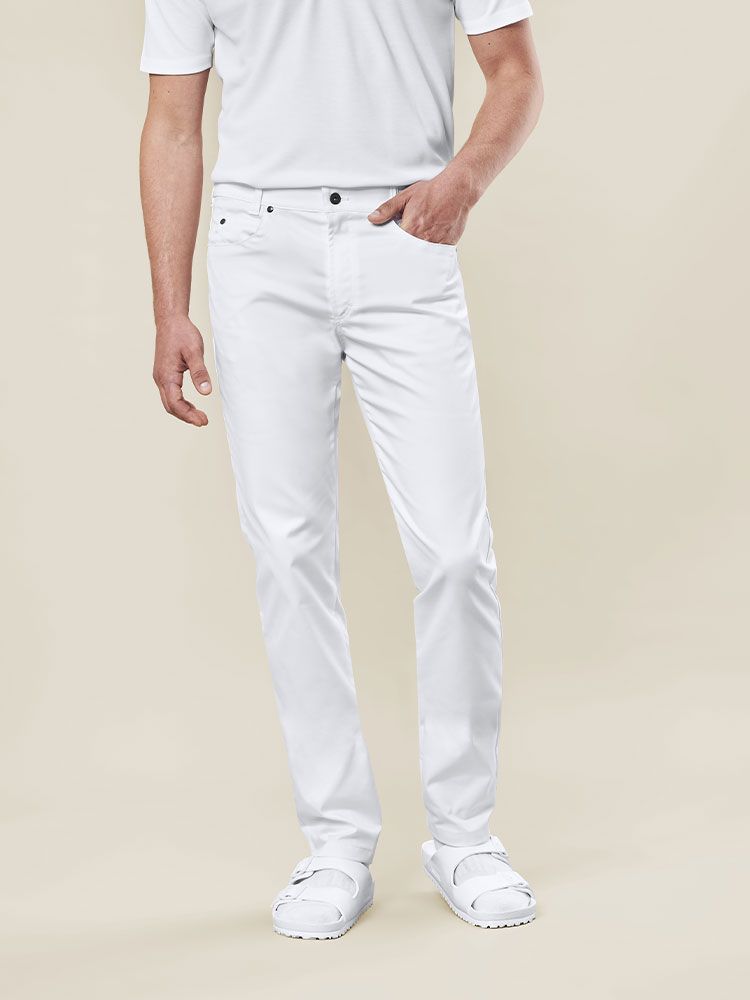Weiße Hose Herren im Regular Fit – 5-Pocket-Schnitt von Greiff, geeignet für Beruf und Freizeit