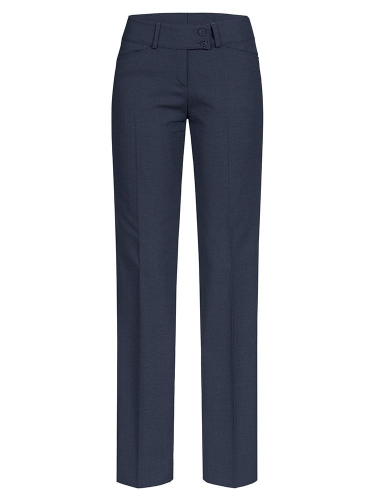 Damen Hose Premium Regular Fit in Schwarz, mit geradem Beinverlauf und Bundfalte