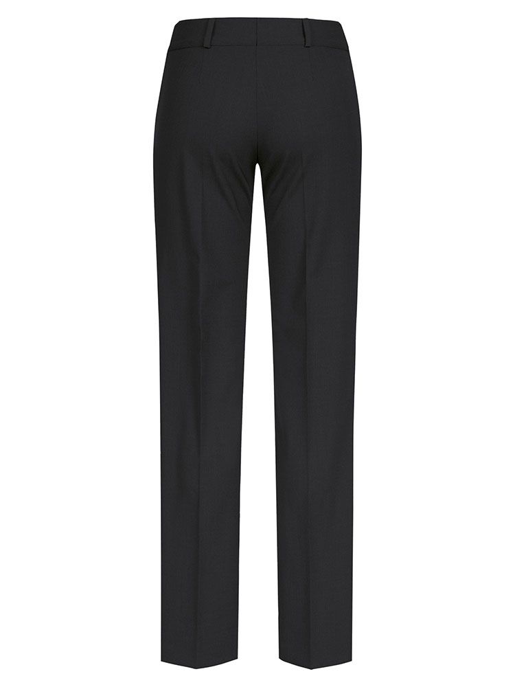 Damen Hose Premium Regular Fit in Schwarz, mit geradem Beinverlauf und Bundfalte