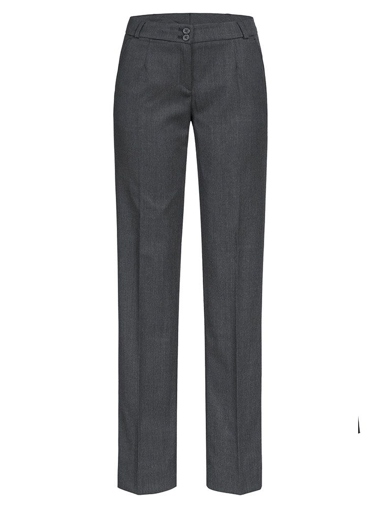 Damen Business Hose in Grau mit geradem Bein und Taschen, kombinierbar zum Hosenanzug