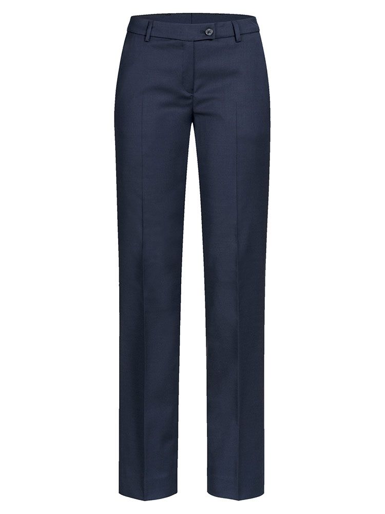 Damen Hose mit normaler Leibhöhe in Dunkelblau – gerade geschnittene Businesshose aus funktionellem Stretchgewebe