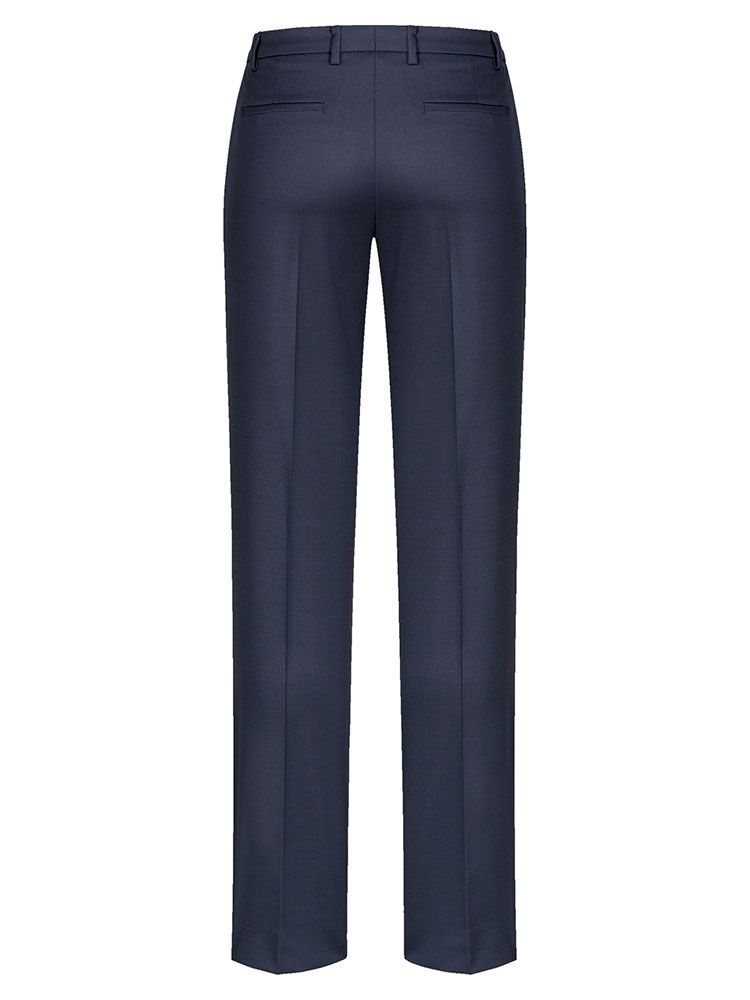 Damen Hose mit normaler Leibhöhe in Dunkelblau – gerade geschnittene Businesshose aus funktionellem Stretchgewebe