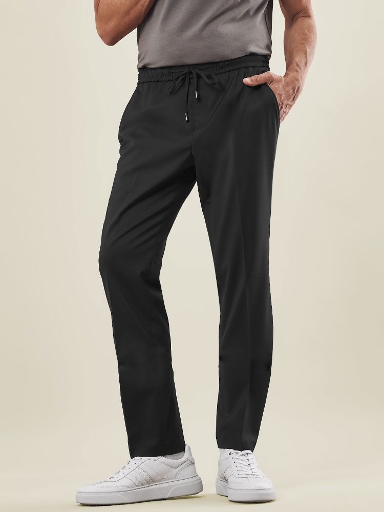 Joggpants Herren Schwarz mit elastischem Bund – moderne Passform für Büro, Service oder Freizeit