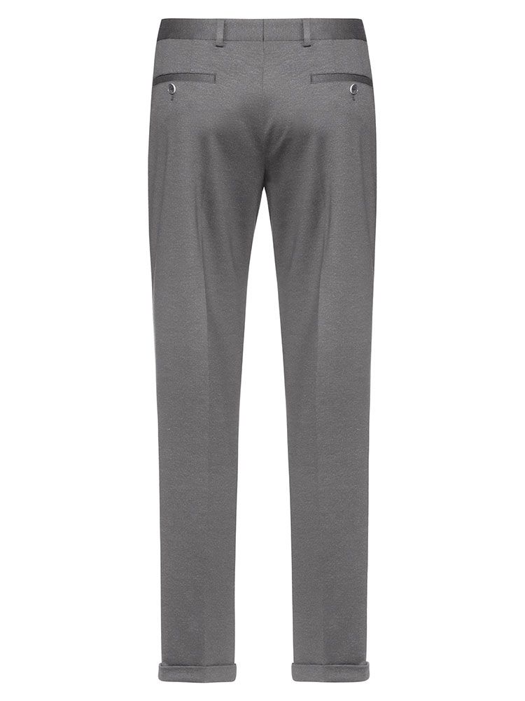Elegante Jersey Hose Herren  in Grau mit Bügelfalten und elastischem Bund – Bequeme Businesshose aus weichem Jersey