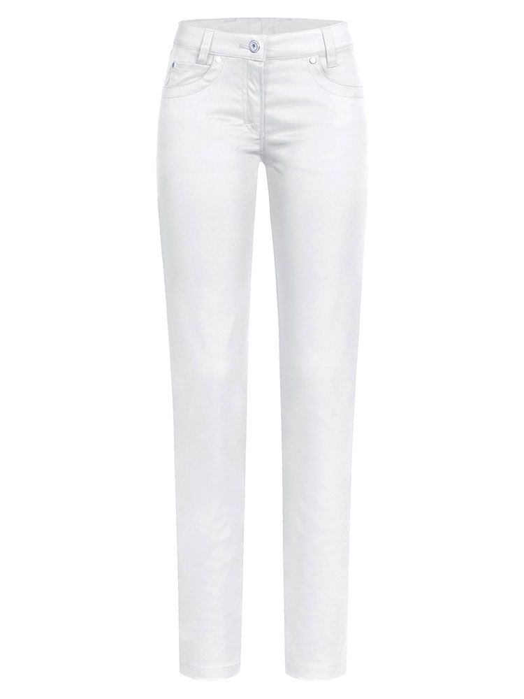 Weiße Arbeitshose Damen im Five-Pocket-Design Casual ideal für Berufe in Pflege, Labor und Medizin