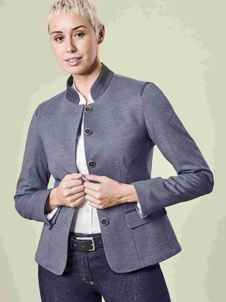 Damen Trachtenblazer in mit Stehkragen und 5-Knopf-Verschluss, perfekt für Gastronomie & Hotellerie