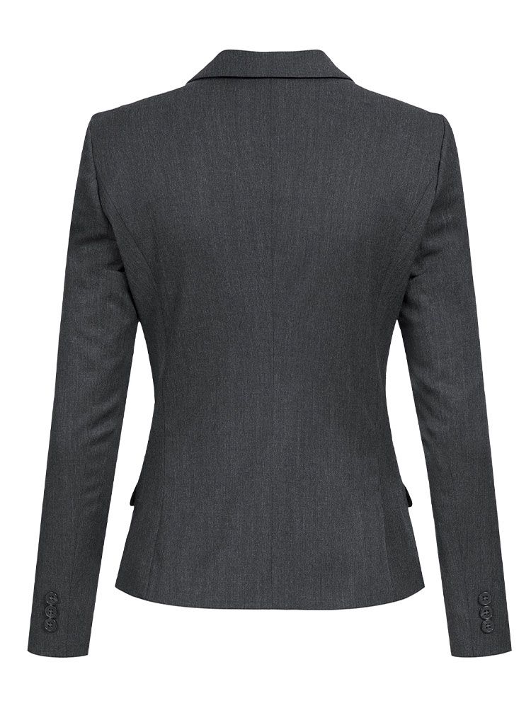 Grauer Damen Blazer Slim Fit mit tailliertem Schnitt und 2 Taschen – ideal für Büro, Empfang und Kundenkontakt