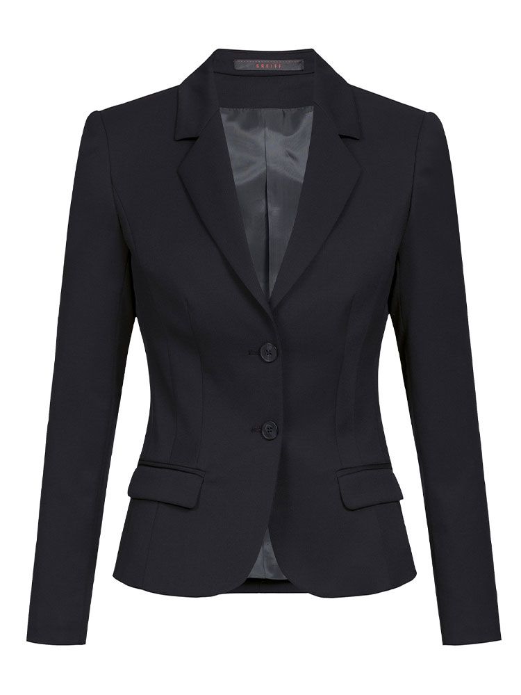 Damen Slim Fit Blazer in Schwarz mit 2-Knopf-Design und Stretch – elegant geschnitten für Business & Empfang