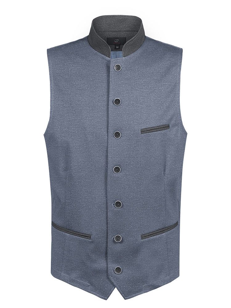 Herren Trachtenweste mit Stehkragen und 7-Knopf-Verschluss, ideal für Service und Gastronomie