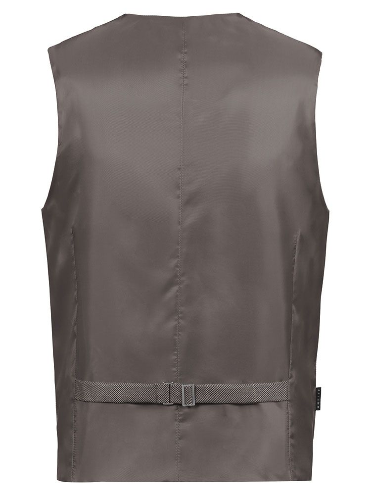 Weste Fischgrät Herren Braun-Schwarz mit Reverskragen und 5-Knopfleiste