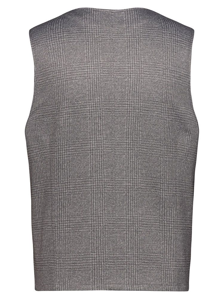 Herren Jersey Weste Glencheck Grau – Regular Fit, 5-Knopf-Leiste, Leistentaschen, weicher Jersey-Stoff mit Stretch, Business- und Freizeitweste für Büro, Verkauf, Gastronomie