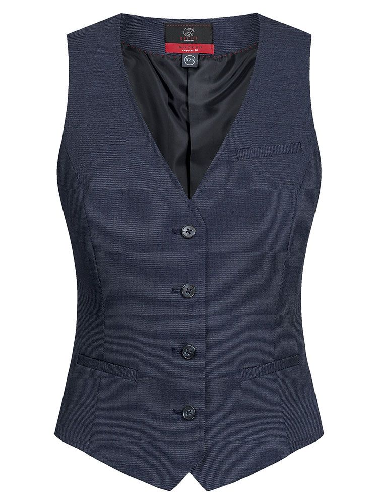 Weste Damen Modern Regular Fit in Schwarz mit Leistentaschen und Stoffrücken