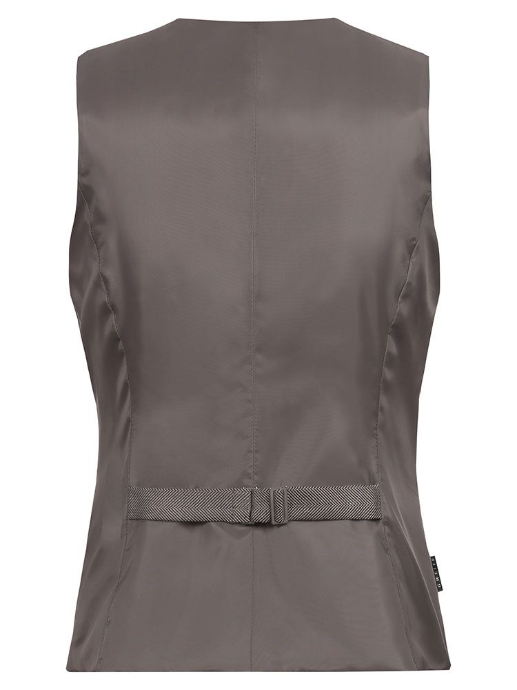 Weste Fischgrät Damen Braun-Schwarz mit Reverskragen und 4-Knopfleiste