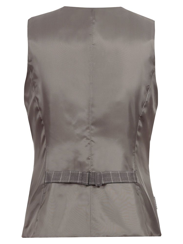 Serviceweste Damen Glencheck Braun-Schwarz mit Reverskragen und 4-Knopfleiste