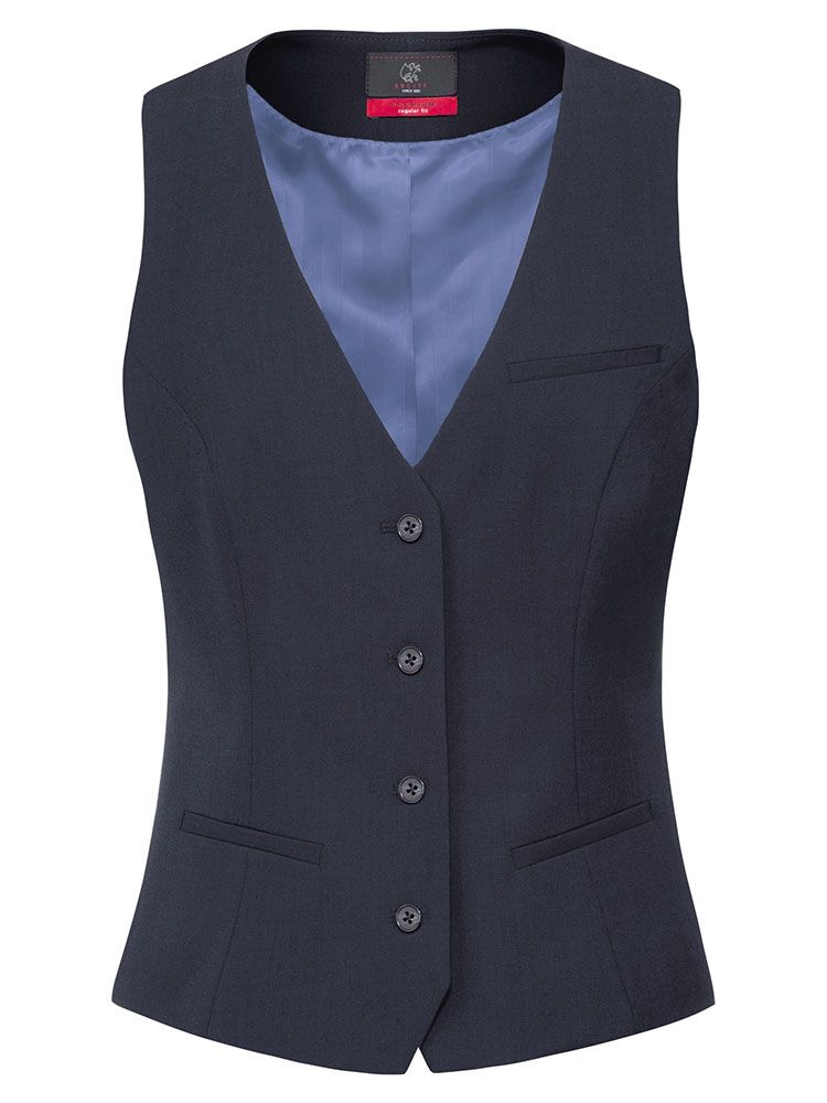 Business Weste Damen Dunkelblau Regular Fit mit Stoffrücken und Taschen für Büro, Verkauf & Messen