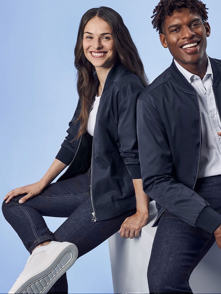 Damen Blouson Dunkelblau mit Stehkragen und Reißverschluss