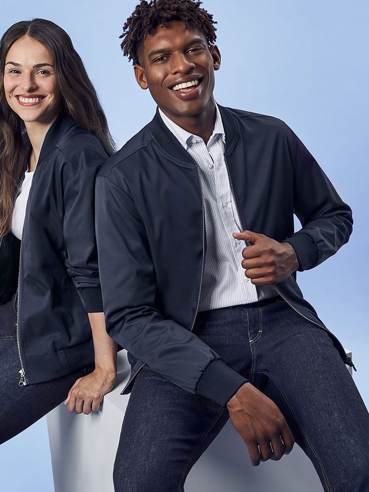 Herren Blouson Dunkelblau mit Stehkragen und Reißverschluss