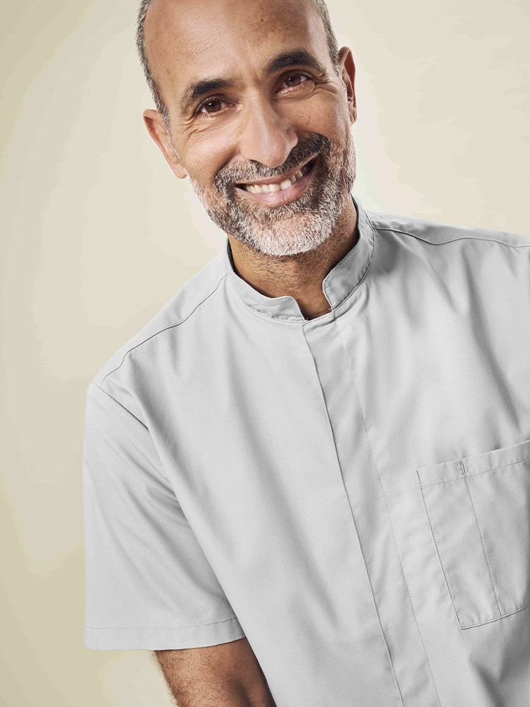 Unisex tunic with stand-up collar