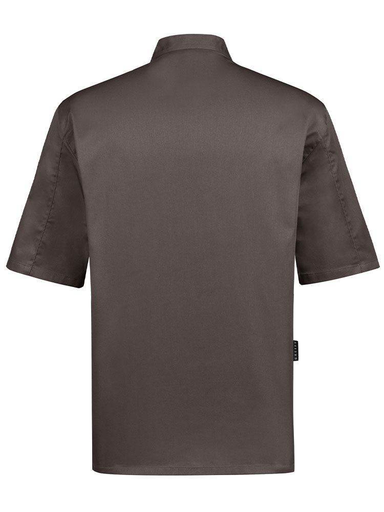 Braune Kochjacke Herren Kurzarm mit Stehkragen und verdeckter Knopfleiste – modische Wahl für Küche, Service und Gastronomie