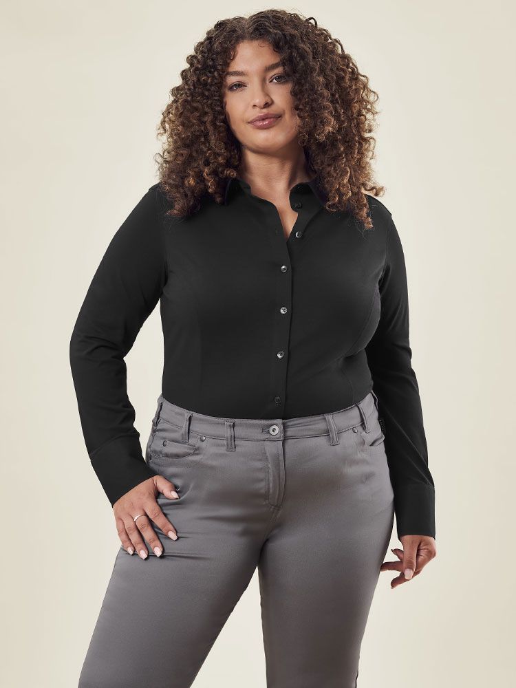 Jersey Hemd Damen Schwarz