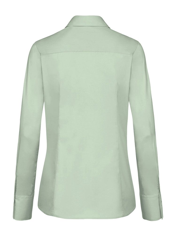 Bluse Mintgrün Langarm mit Kentkragen und breiten Manschetten mit zwei Knöpfen