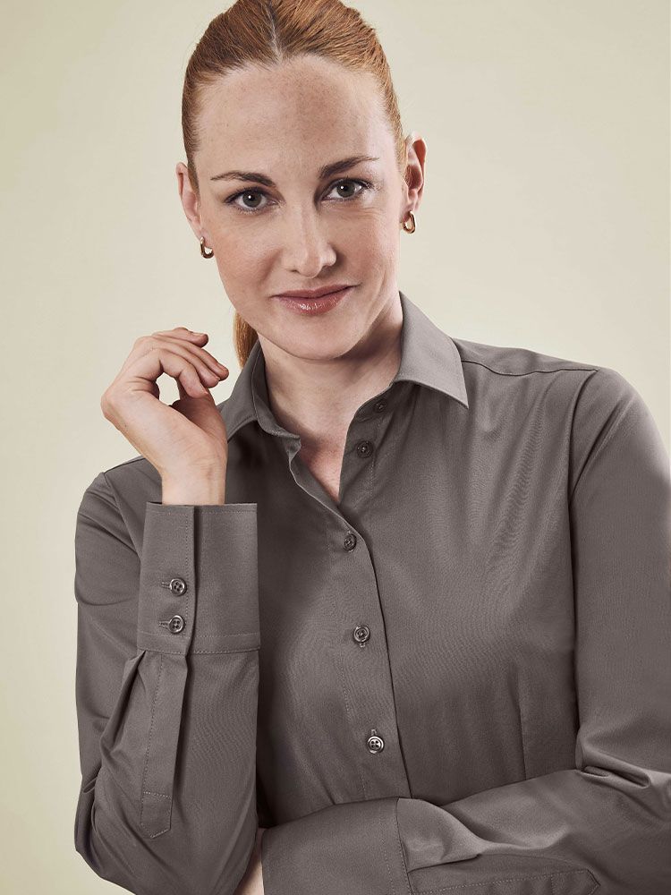 Bluse Braun Langarm für Damen