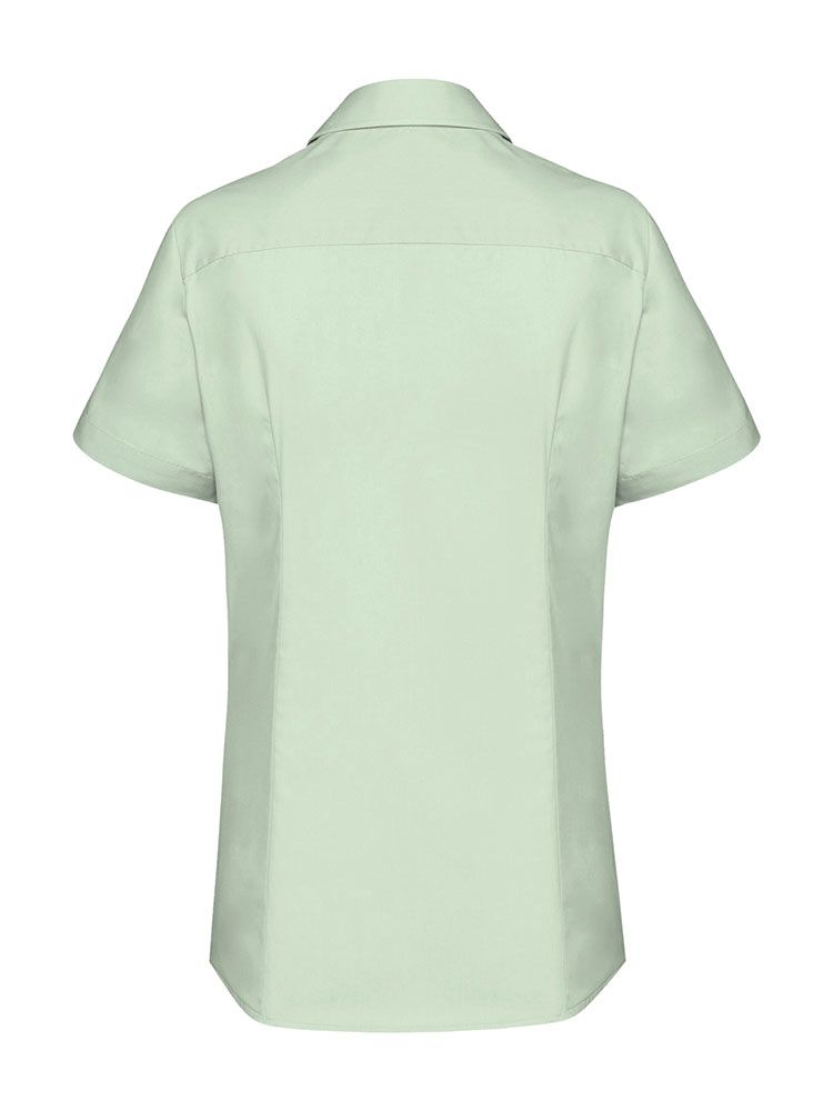 Kurzarm Hemdbluse Damen in Mint mit Kentkragen und leicht tailliertem Schnitt