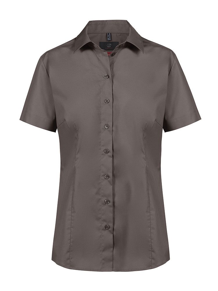 Kurzarm Bluse in Taupe für Damen
