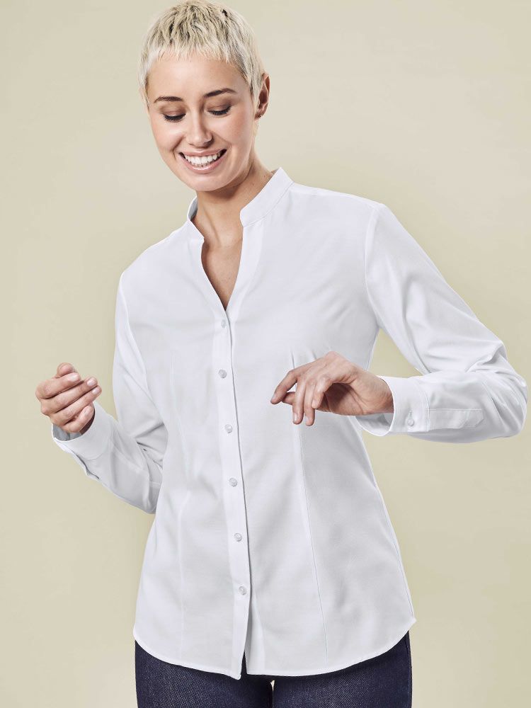 Damen Stehkragenbluse Landhaus