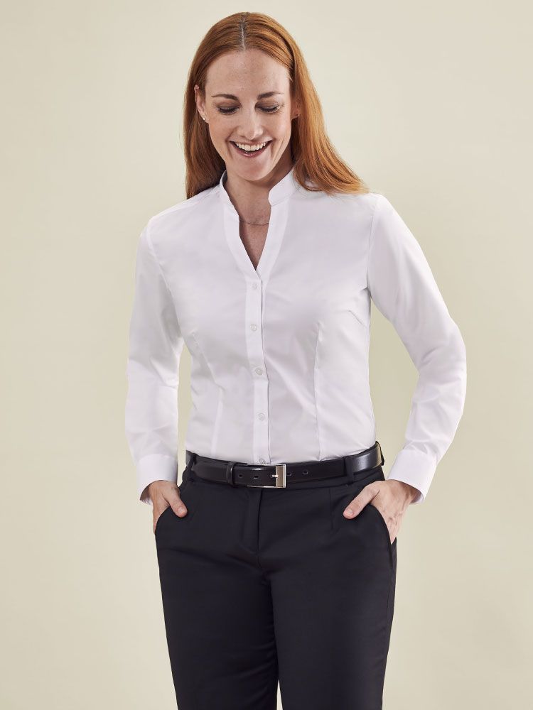 blusen mit stehkragen weiß